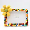 Daisy Flower DIY Building Block Photo Frame Kit,Creative Handmade Assembled Photo Frame Handmade Craft Gift Home Tabletop Display Decor