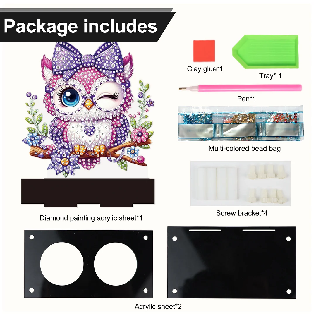 5D DIY Flower Owl Diamond Art Mini Candle Holder for Aromatherapy Art Crafts