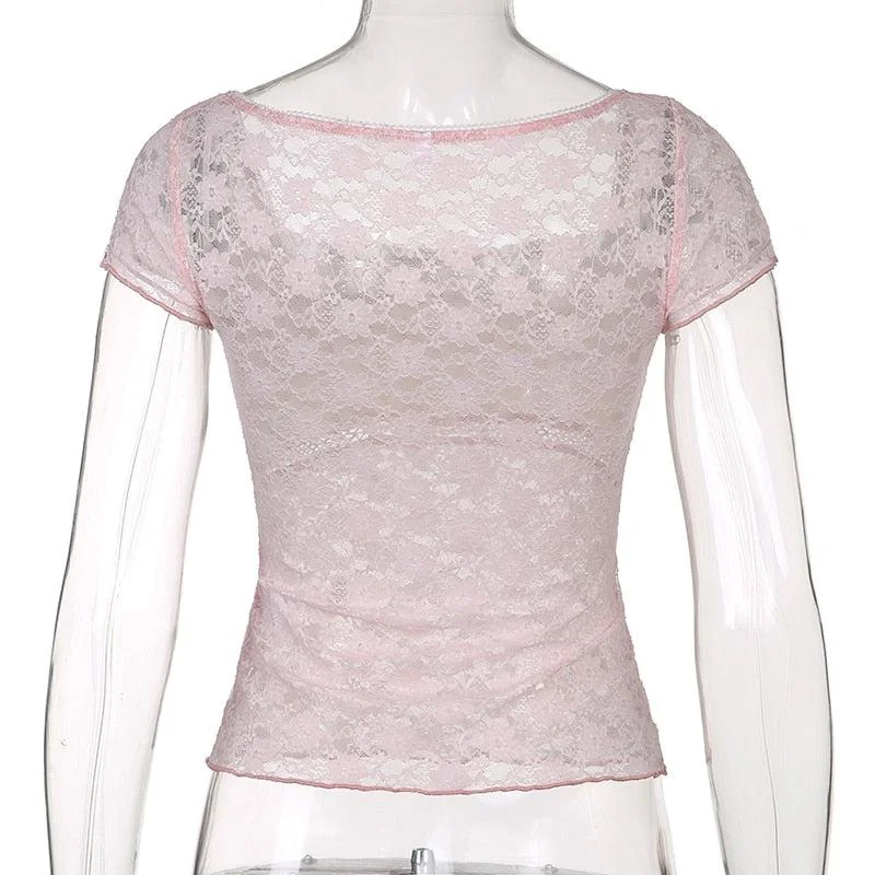 Brownm Lace Detailed Top