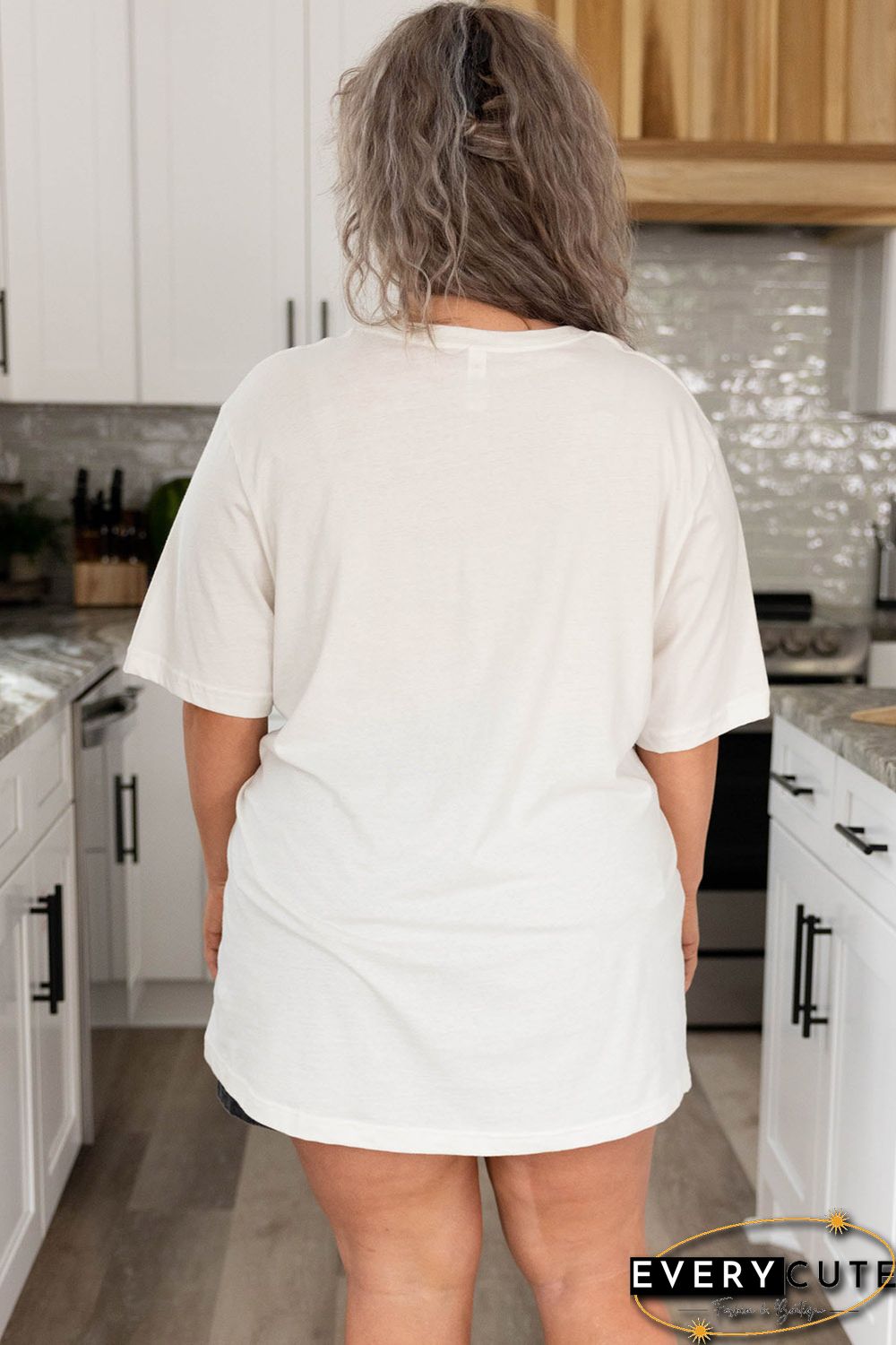 Beige Coffee Letter Print Vintage Plus Size T-shirts