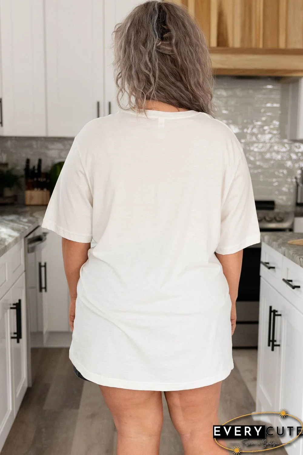 Beige Coffee Letter Print Vintage Plus Size T-shirts