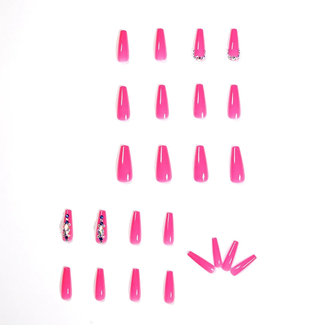 Fake Nails Full Diamond Long Ballet Full Cover Fake Nails DIY Glue Press On Nails Nail Supplies For Professionals-Nail Inspo