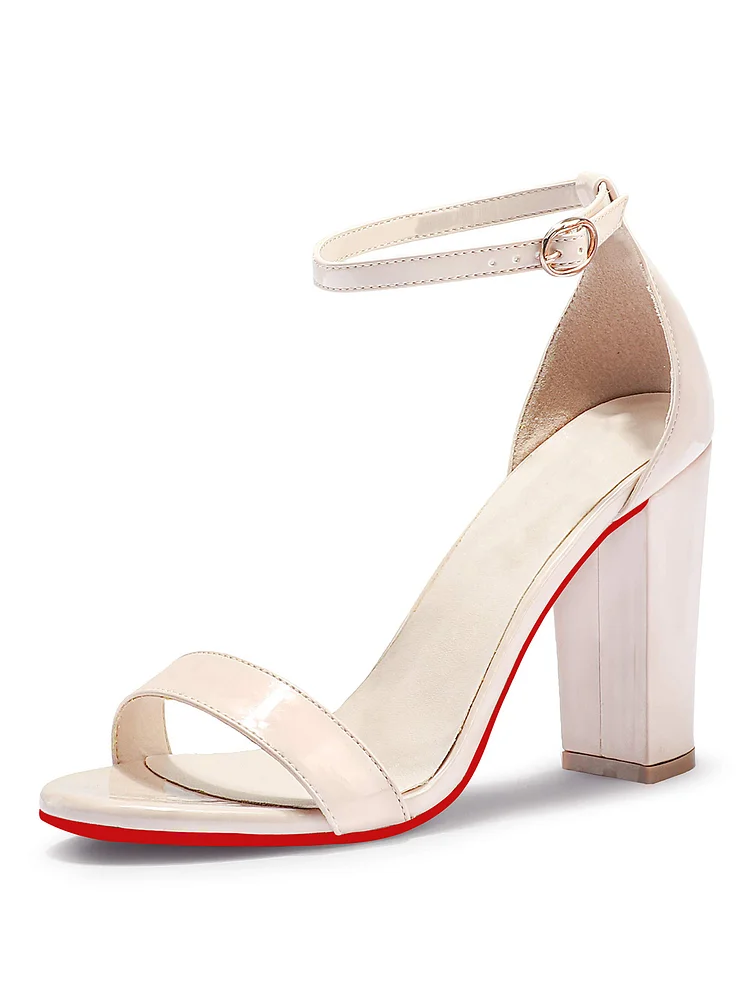 100mm Women's  Chunky High Heel Sandal Wedding Bridal Prom Strappy Open Toe Ankle Strap Dress Shoes Bridesmaid Ladies  Red Bottom Pumps