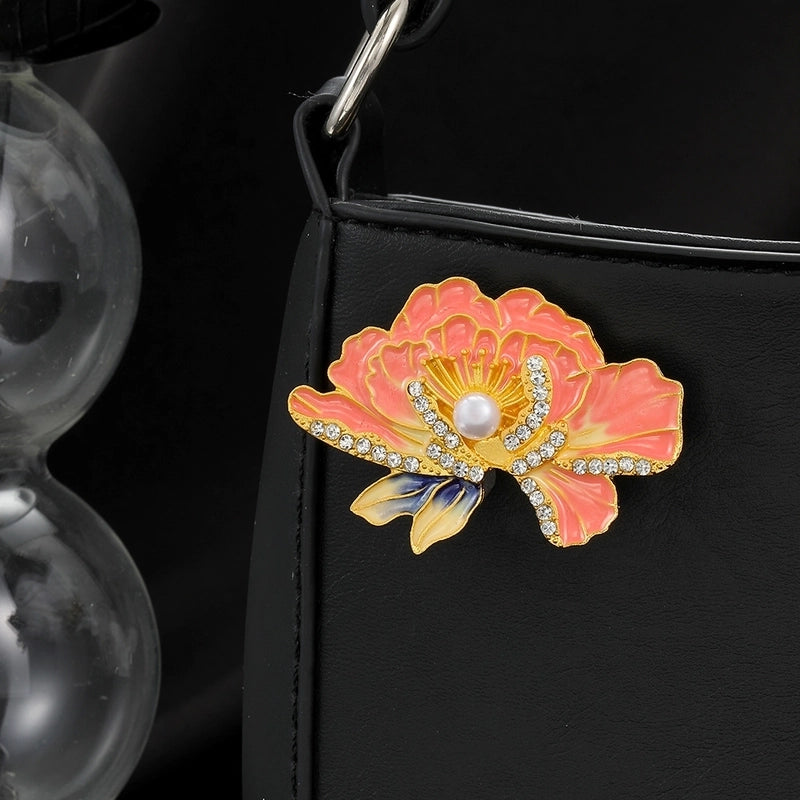IG Style Pin Flower Alloy Enamel Inlay Rhinestones Women’s Brooches 1 Piece