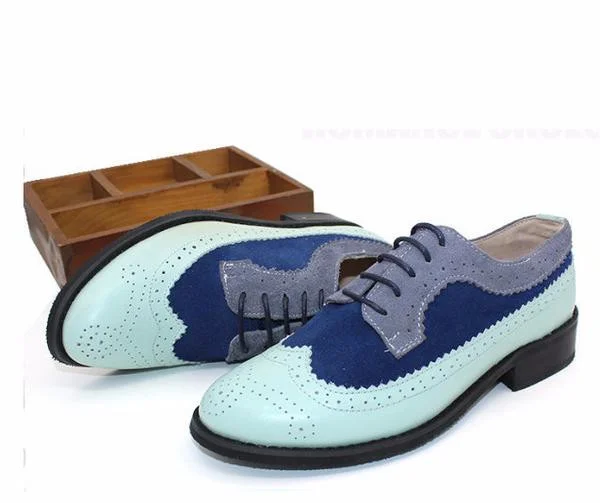 Vintage   Oxfords&Brogues - Cyan and Navy Stitching Color Vdcoo