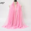 Pleated Linen Cotton Scarf Woolen Edge Women Hijab Shawl