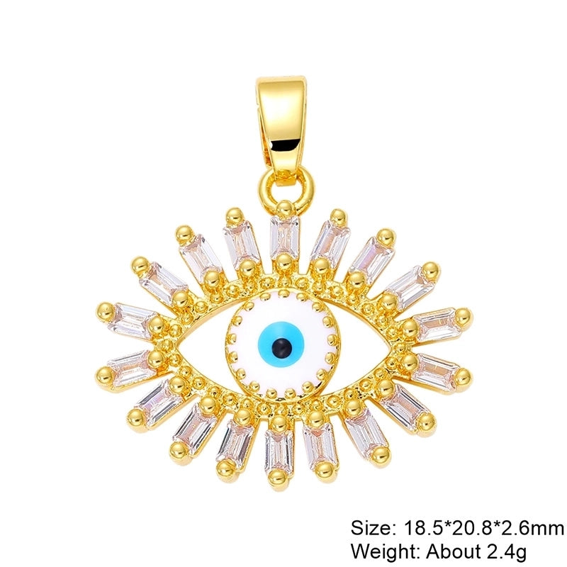 Classic Style Streetwear Cross Devil’s Eye Copper Plating Inlay Zircon 18k Gold Plated Charms