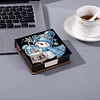 (US Local)5D DIY PU Snowman Diamond Painting Notecard Box Gem Art Sticky Note Holder