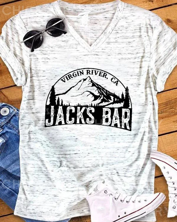 Women's River Bar Print V-Neck T-Shirt