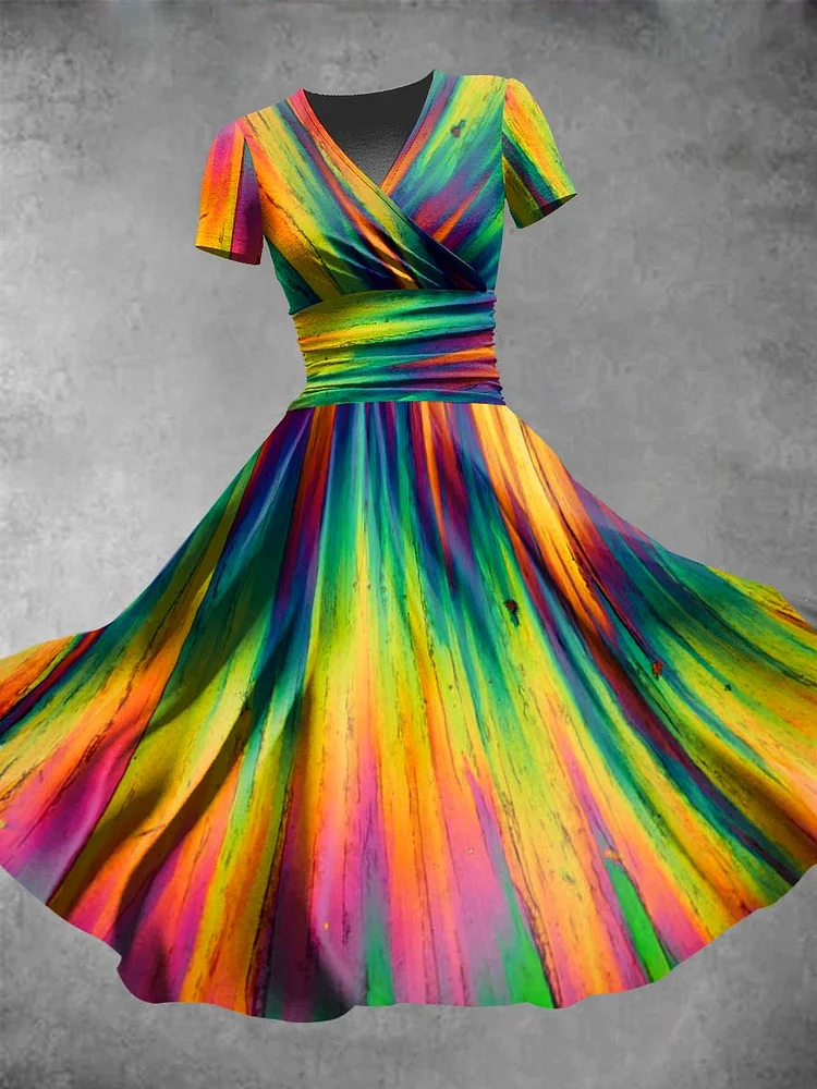 Women's Rainbow Aurora Print Dress