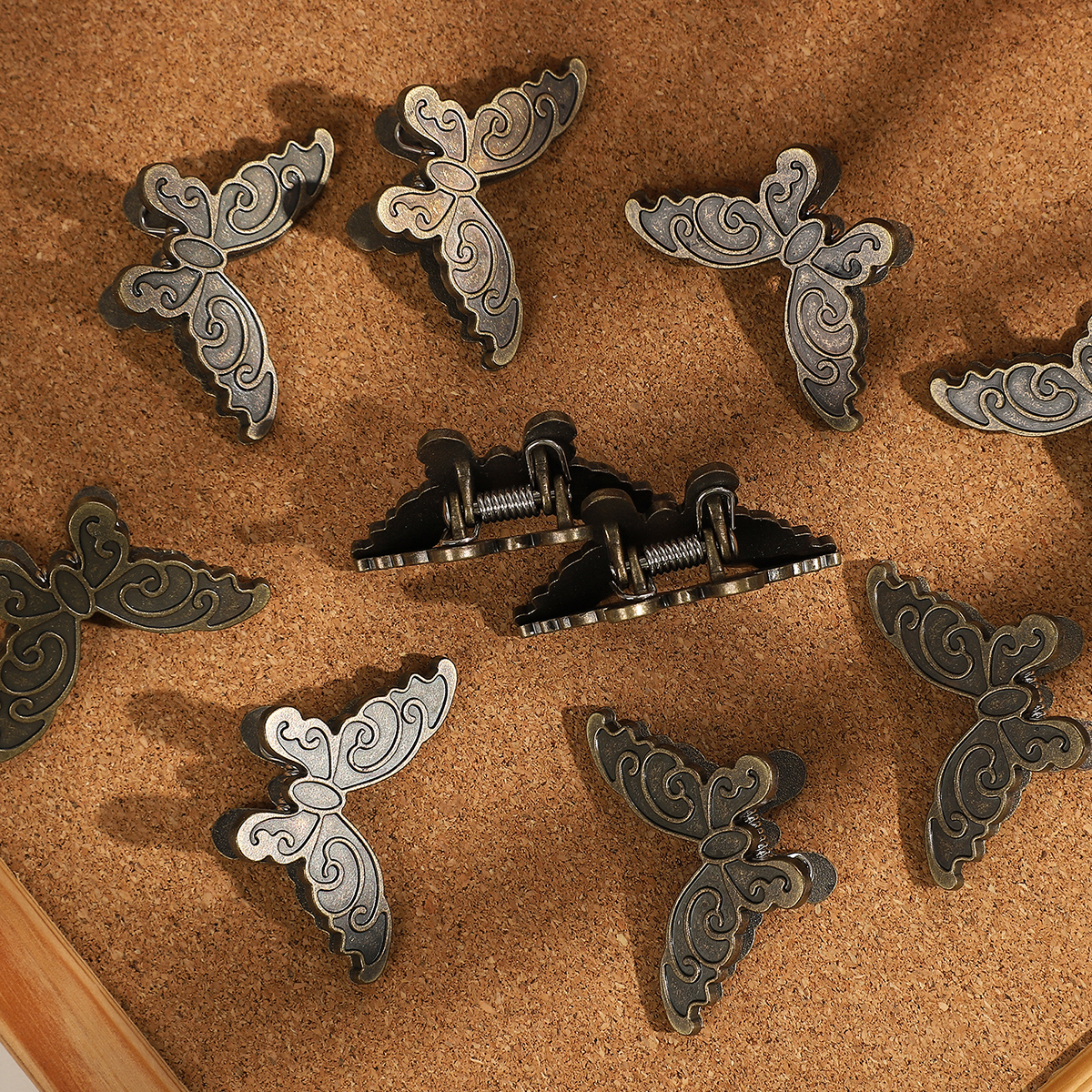 Journalsay 4개 세트 빈티지 빈티지 나비 모양 금속 클립 오래된 여행 메모 클립