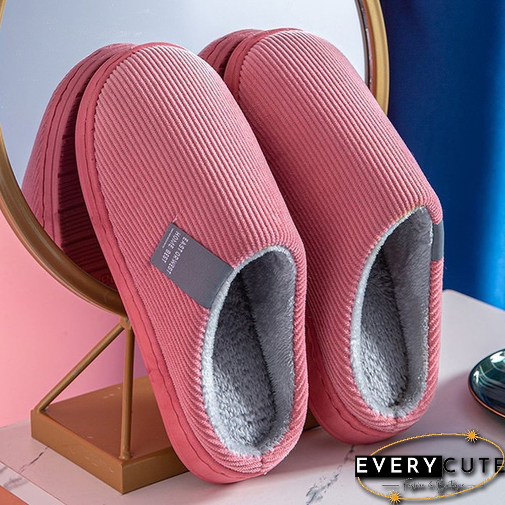 Winter Warm Cotton Slippers Women Men Home Shoes Simple Non-Slip Indoor Slides Corduroy Couple Slipper Female Shoes