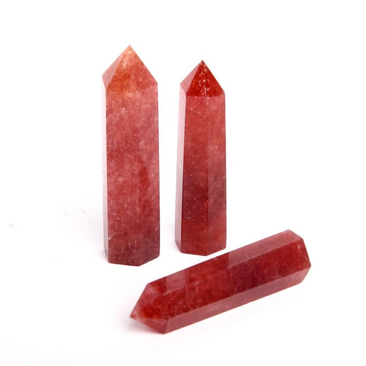Set of 3 Strawberry Quartz Towers Points Bulk