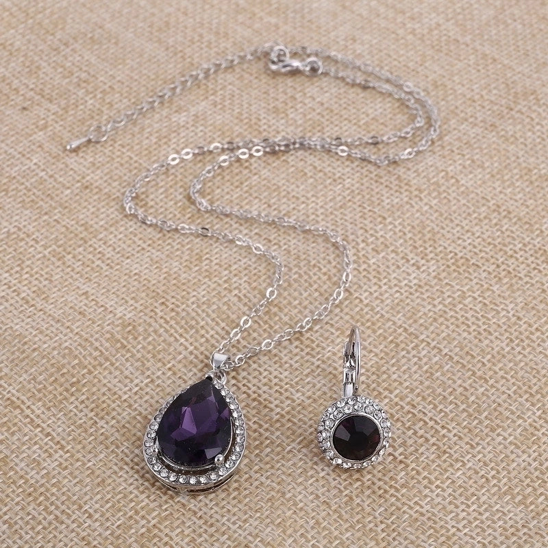 Alloy Diamond Heart Artificial Gemstones Crystal Jewelry Sets