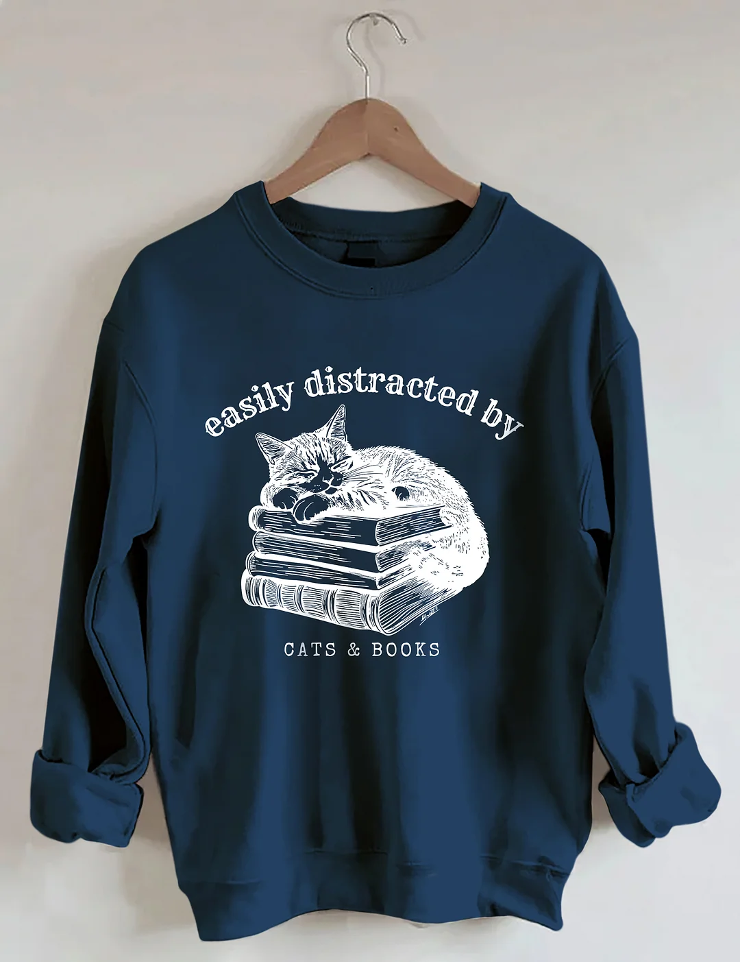 Easily Distracted By Cats And Books Sweatshirt
