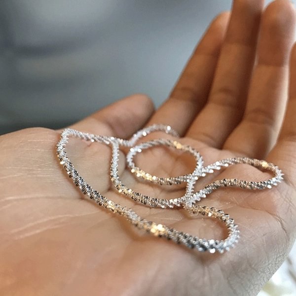 Shiny Sparkling Glitter Clavicle Chain S925 Silver Necklace Brand New Fashion Sterling Silver Necklace Chain - Shop Trendy Women's Fashion | TeeYours
