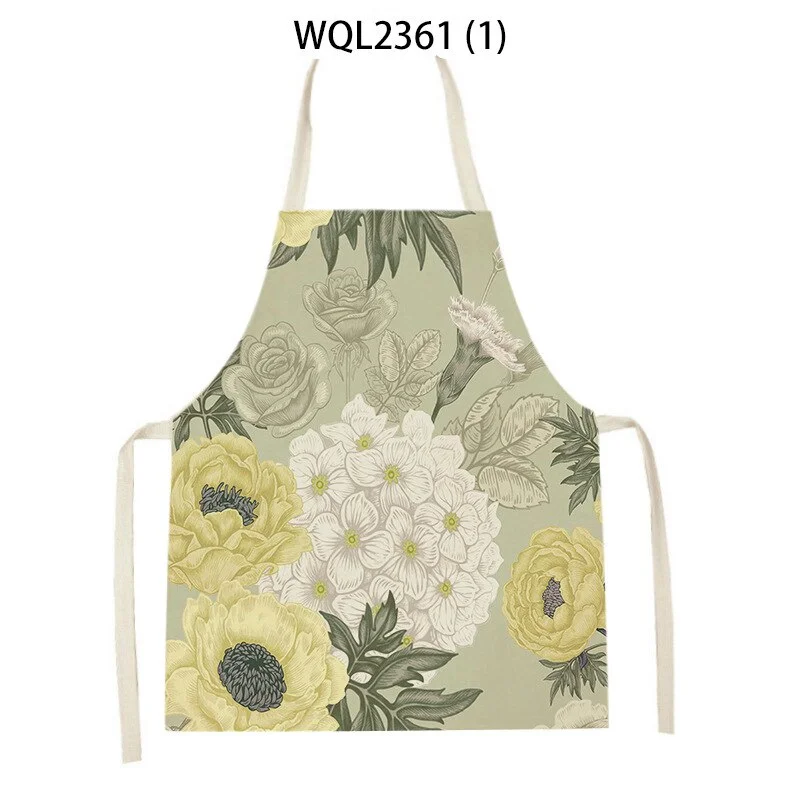 Linen Kitchen Apron - Plant Floral letclo 