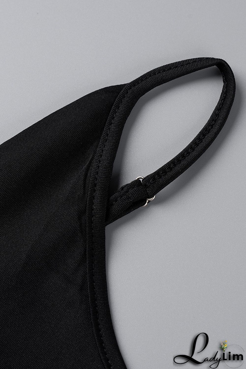 Black Fashion Sexy Plus Size Solid Patchwork V Neck Sling Dress