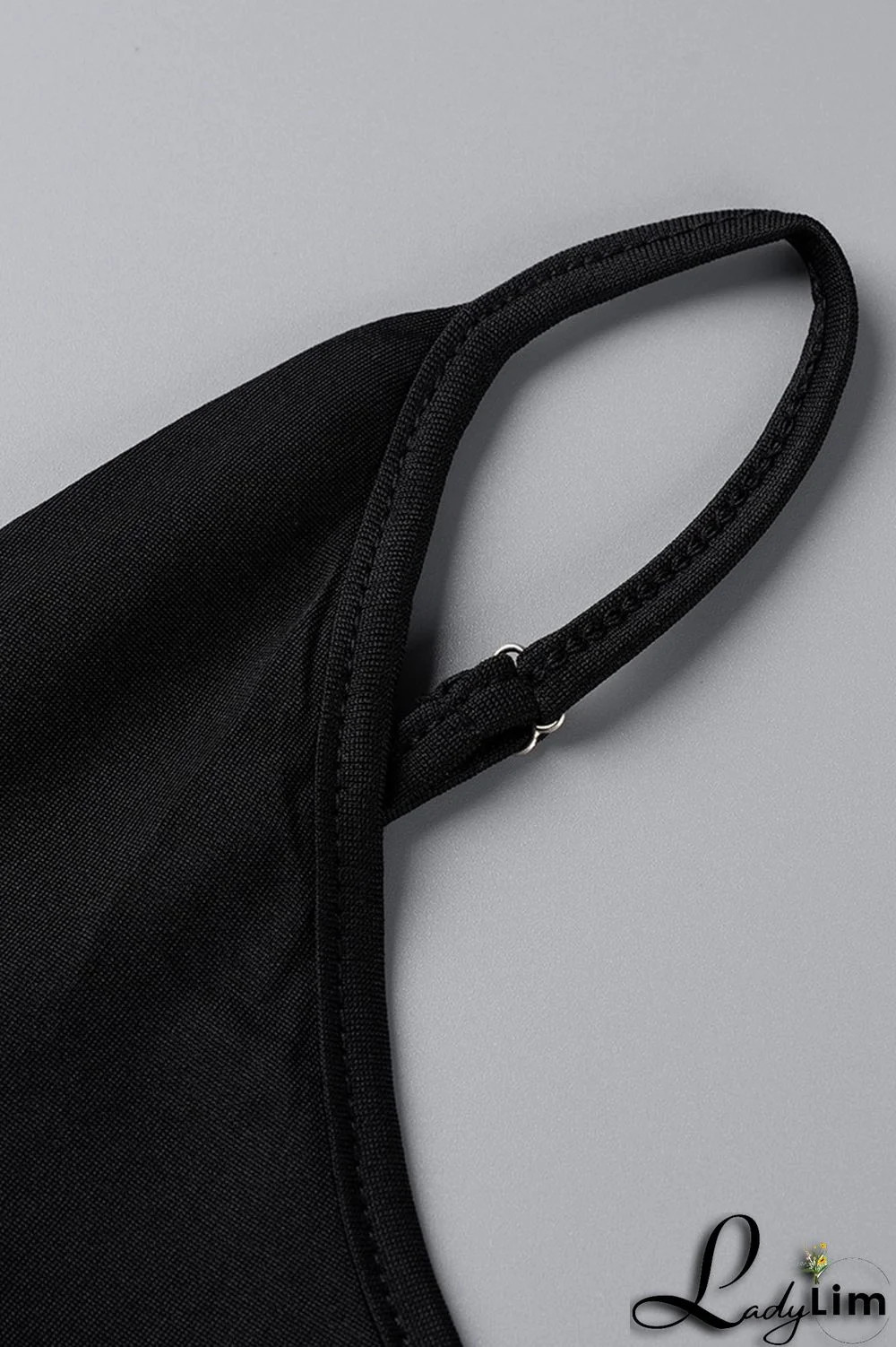 Black Fashion Sexy Plus Size Solid Patchwork V Neck Sling Dress