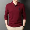 Solid color embroidered business casual polo shirt