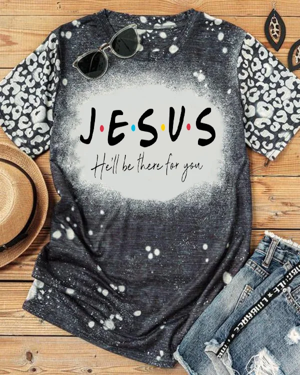 Jesus He'll Be There For You Printed V Neck T-shirt