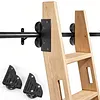 20FT Sliding Library Ladder Hardware Kit Floor Roller with Brake Telescopic Top Hook Sliding Track Kit with Complete Hardware Set (No Ladder) Indoor Moving Track for Home Office Loft