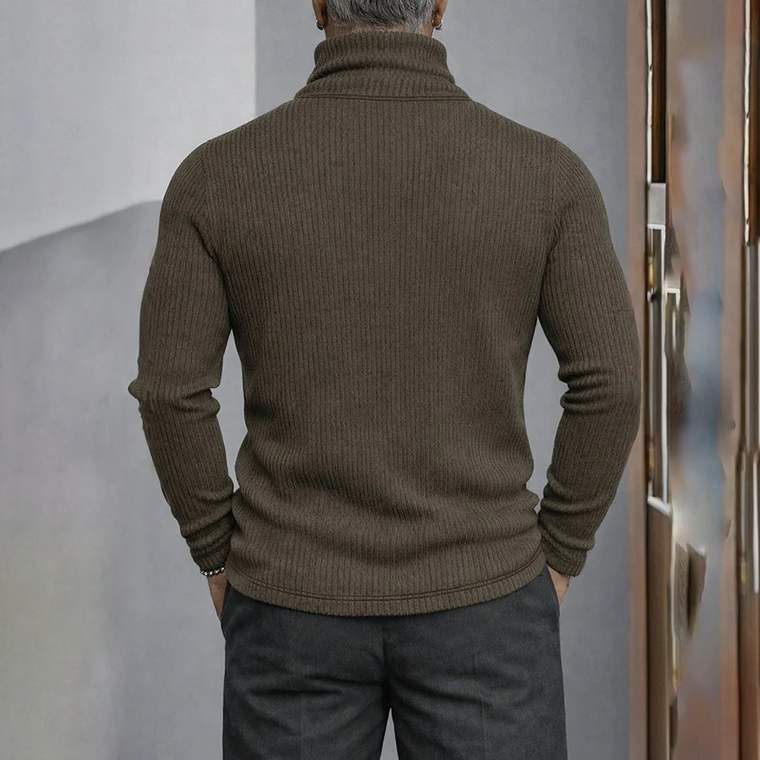 Casual Button-down Turtleneck Top-inspireuse