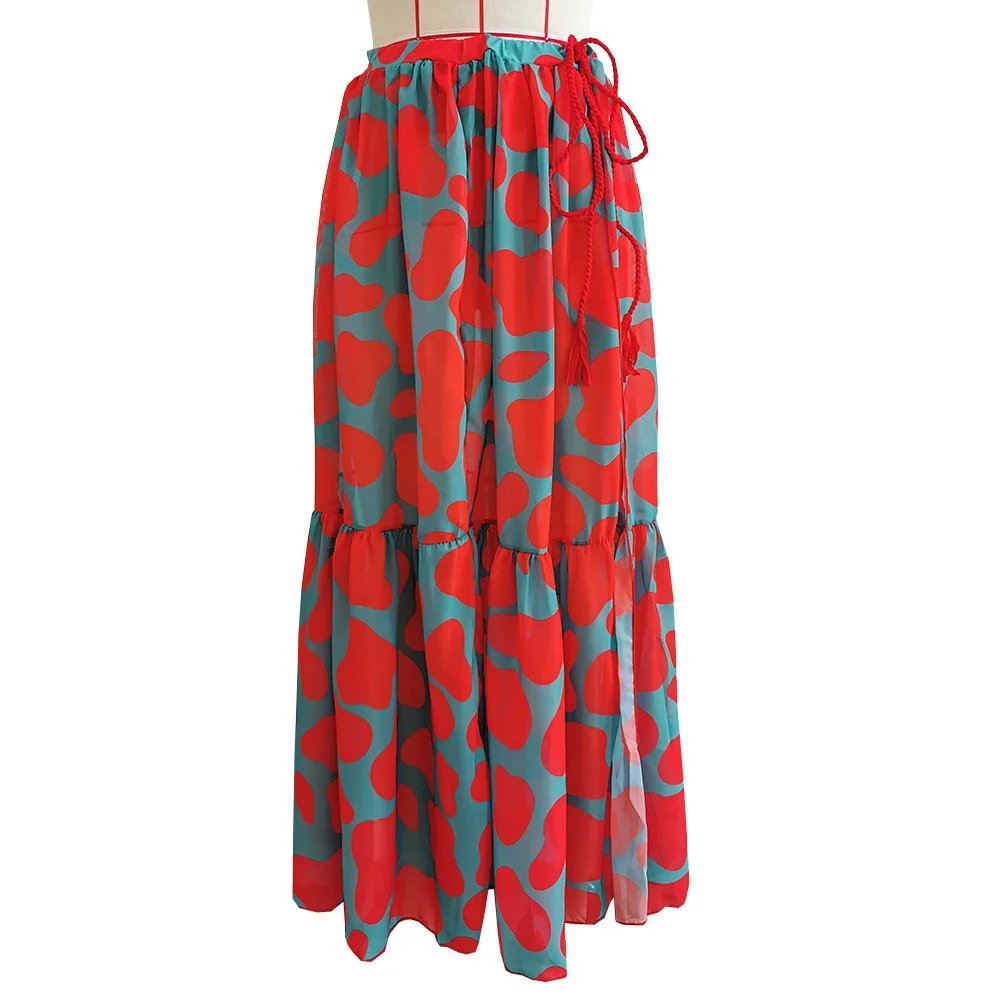 Uveng High-Waisted Split Long-Sleeved Swimsuit Women 2025 New Sexy Dew Back Cross-Tie With Deep V Bikini