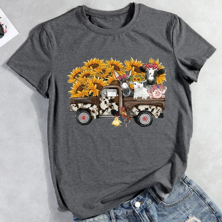ANB -  Sunflower Farm Animals Truck T-Shirt-05656