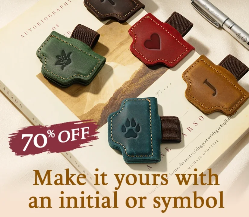 BygoneMark - LAST DAY 70% OFF - Personalized Magnetic Leather Pen Holder Bookmark