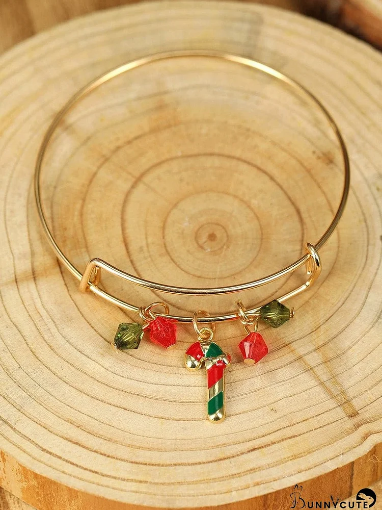 Golden Enamel Beaded Christmas Charm Bracelet