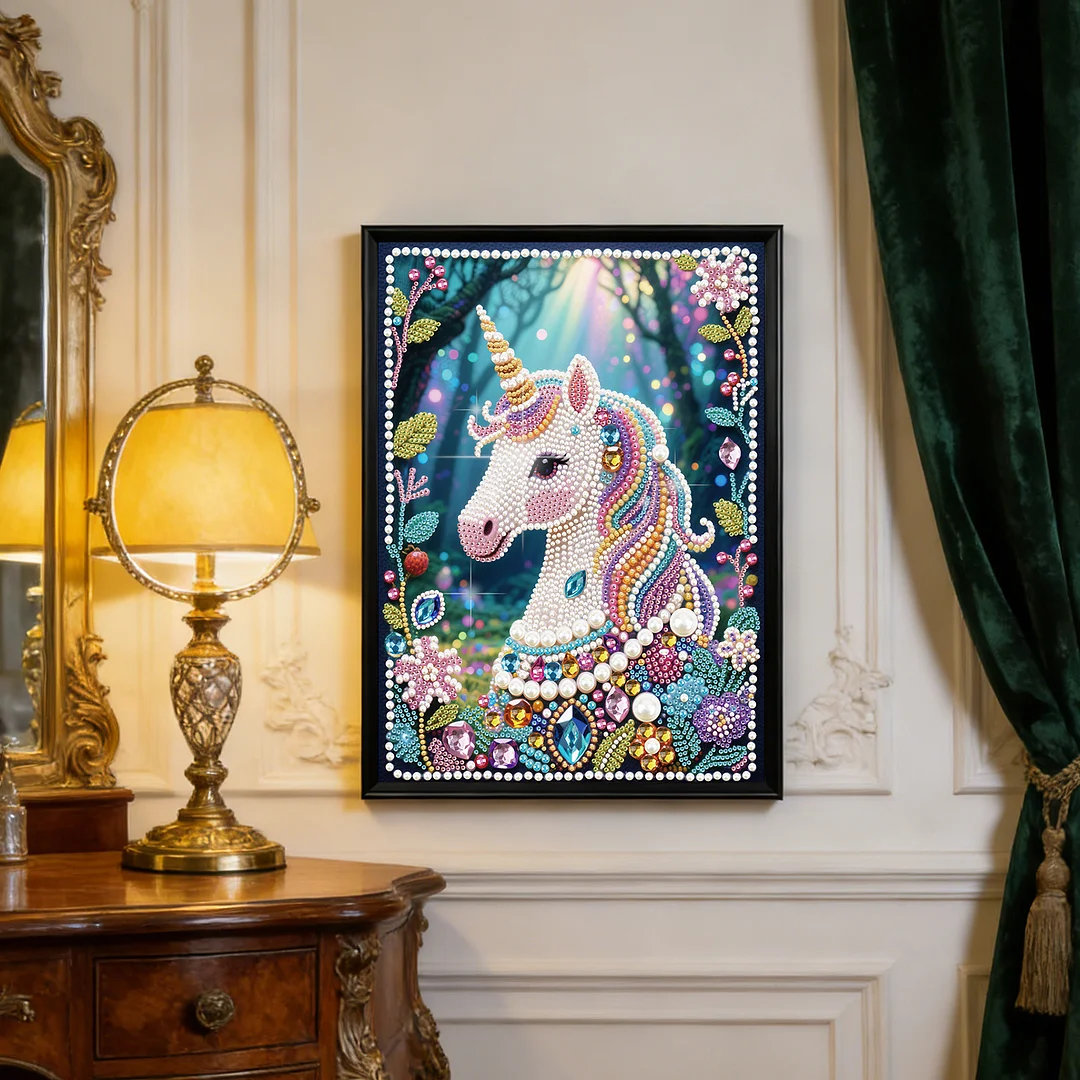 White Wildebeest DIY Partial Diamond Pearl Painting Art Kits 30x40cm Special Shape Pearl Gem Paintings Picture Arts Craft for Home Wall Decor