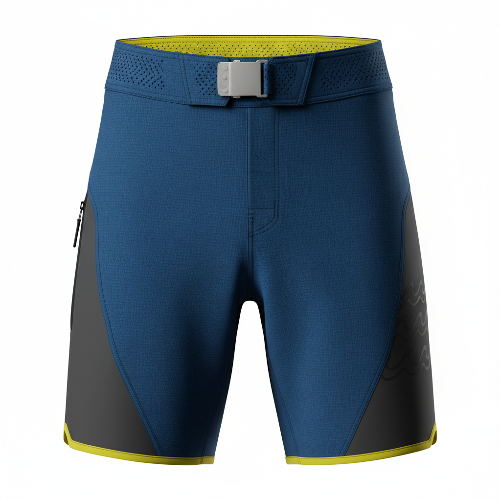 thesupersurf Blue and Gray Athletic Shorts with Zipper Pockets 