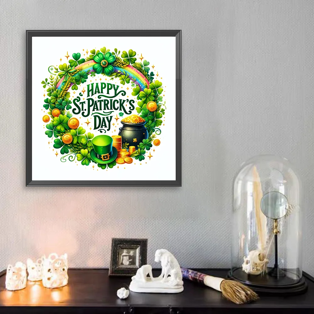 Diamond Painting - Full Square Drill - St. Patrick s Day Wreath(Canvas|45*45cm)