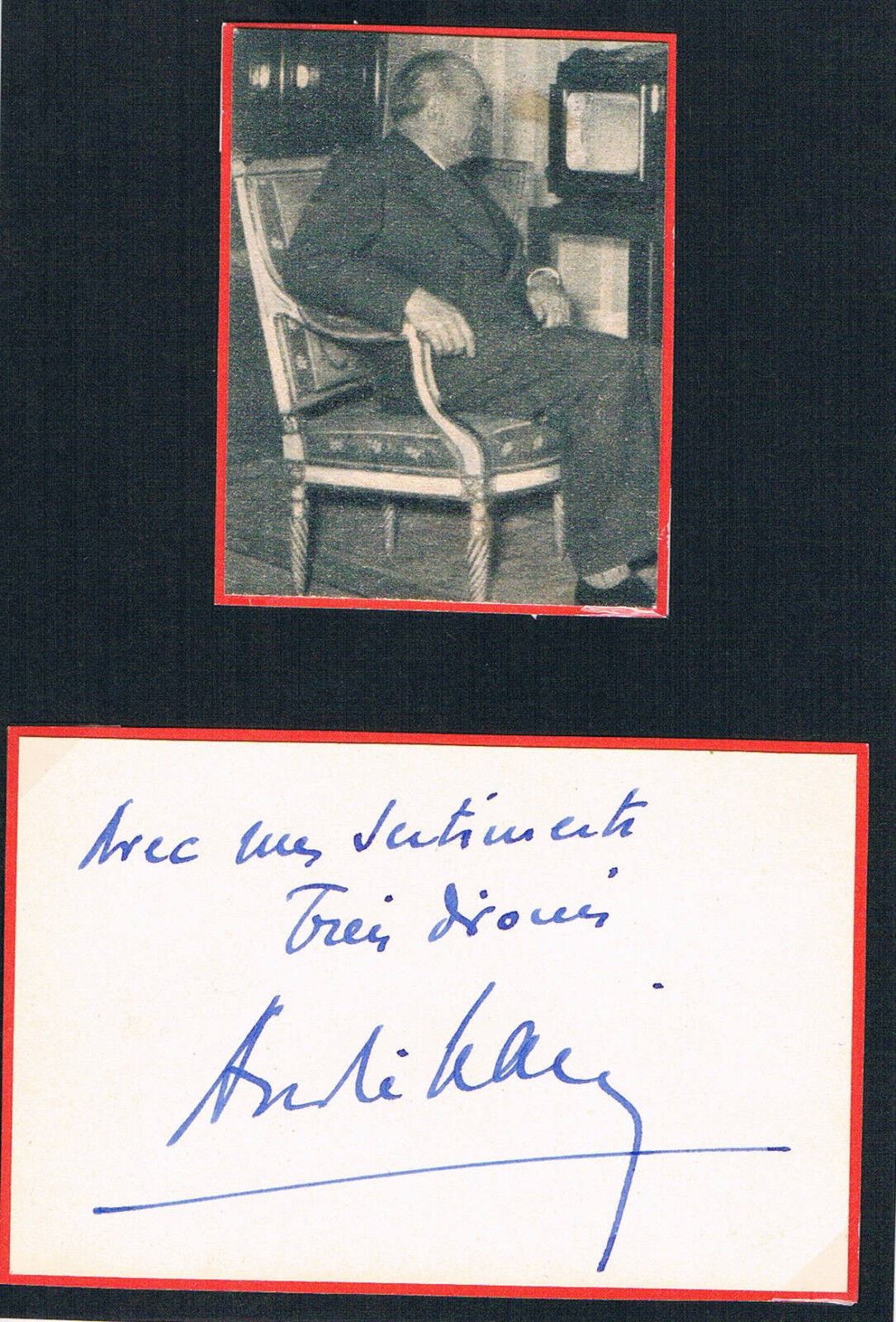 France Prime Min. André Marie 1897-1974 autograph signed 2x4