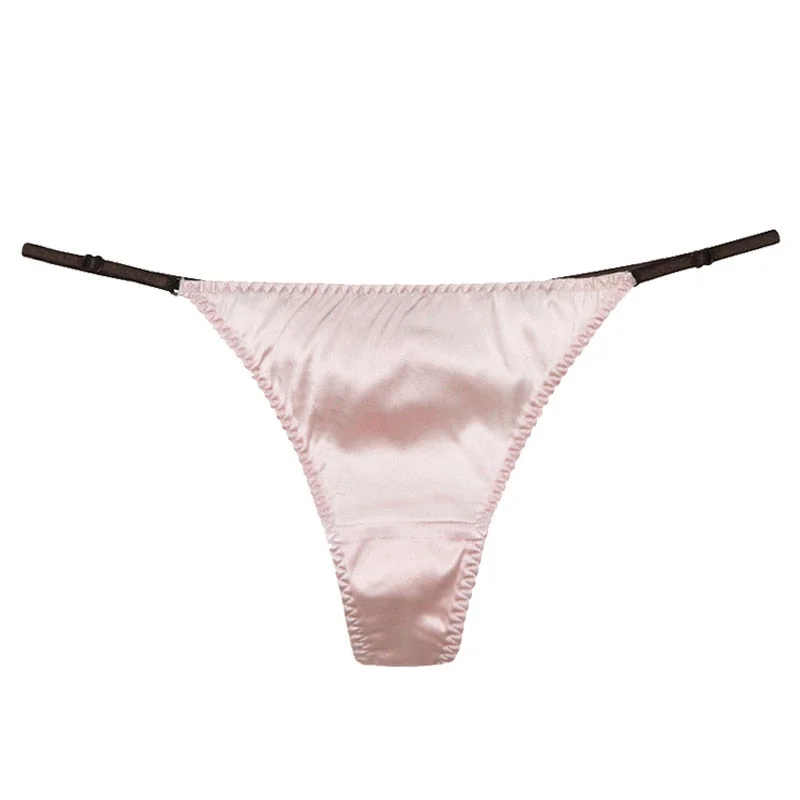 Sexy Satin Panties Women Ice Silk Thong Underwear Cute Red G-strings Low Waist Briefs Sex Lingerie Women Romantic Panty Thongs