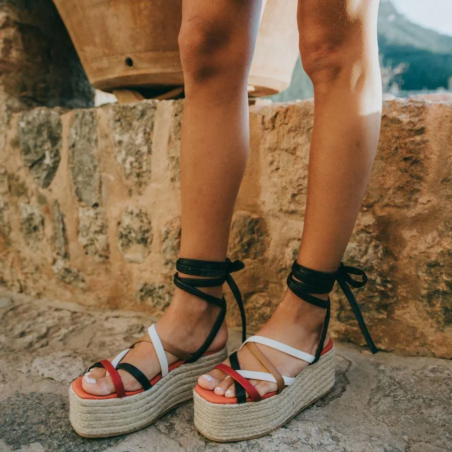 Mixed Color Platform Wedge Sandal