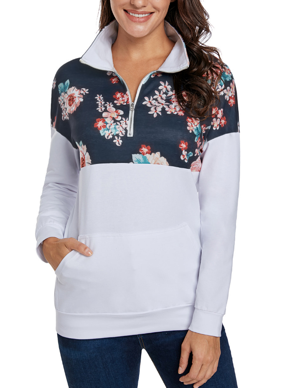 Cotton Patchwork Long Sleeve Blouse & Shirts