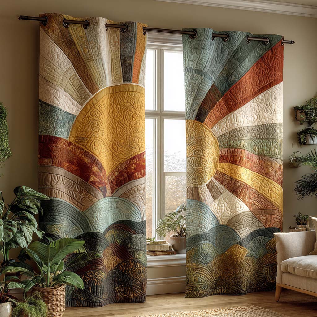 Soft Horizon Sunrise Printed Quilted  Curtains NCU0XD2041