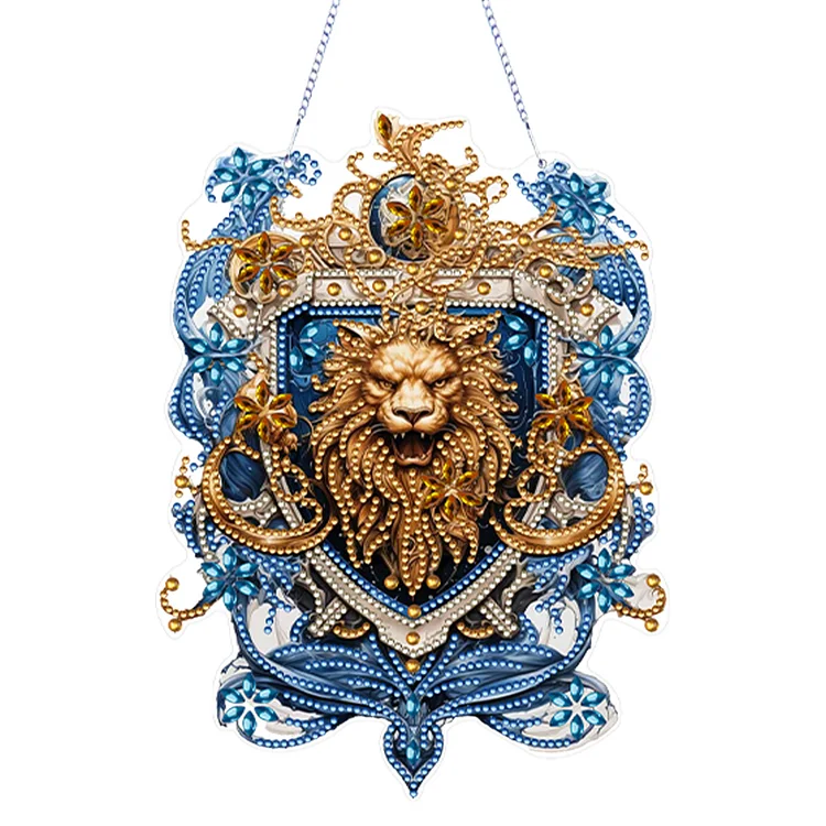 【Pendant】Acrylic Lion Head 5D DIY Diamond Painting Dots Pendant for Garden Window Decor gbfke