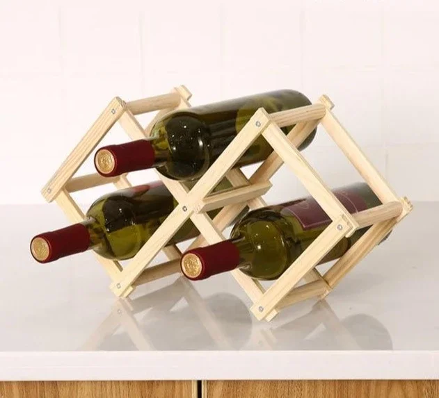 Foldable Wooden Wine Bottle Holder