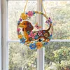 Diamond Art Window Catcher Kit Dachshund Floral Wreath 9.45x9.45in