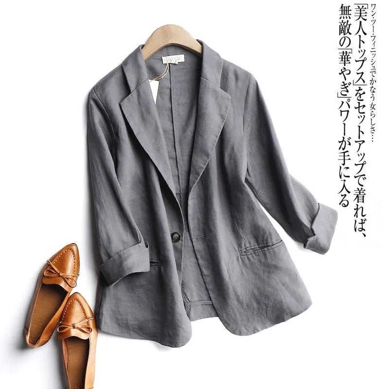suit blazer thin cotton and linen 2021 spring and summer new Korean fashion retro simple loose large size casual small suit