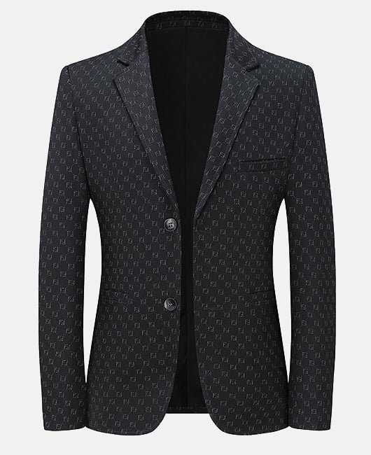 Elegant Plain Jacquard Lapel Collar Two Button Blazer