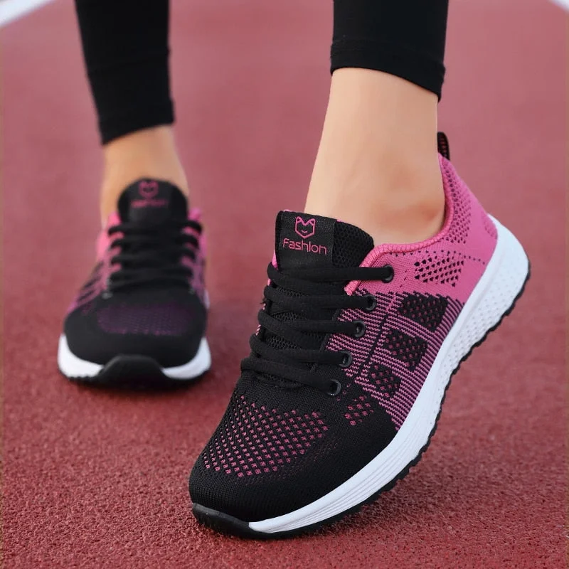 2020 Sneakers Women Shoes Flats Casual Ladies Shoes Woman Lace-Up Mesh Light Breathable Female zapatillas de deporte para mujer