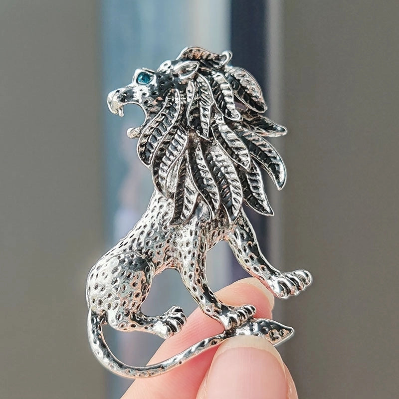 Retro Pin Animal Lion Alloy Plating Unisex Brooches