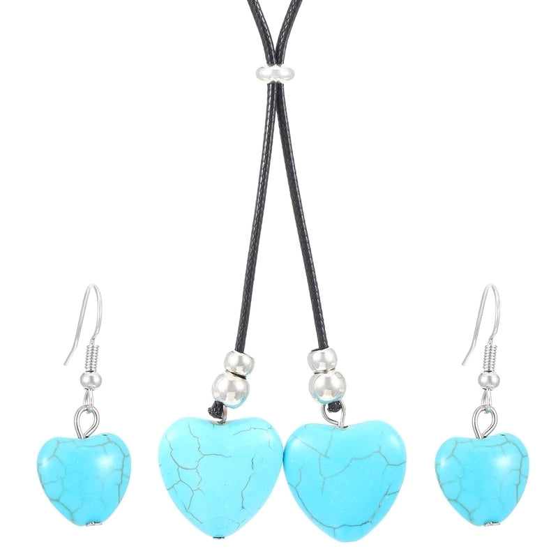 Retro Geometric Turquoise Jewelry Set In Bulk