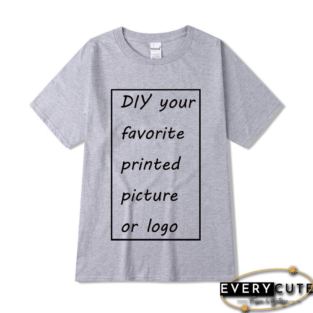 Customized Printed Leisure T Shirt Harajuku Women Tee DIY Your Like Photo Or Logo White T-shirt Fashion CustomShirt