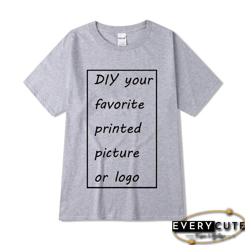 Customized Printed Leisure T Shirt Harajuku Women Tee DIY Your Like Photo Or Logo White T-shirt Fashion CustomShirt