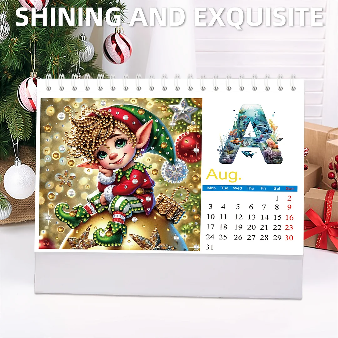 2026 Calendar Diamond Painting Kit Christmas Elf DIY Diamond Art Desk Calendar